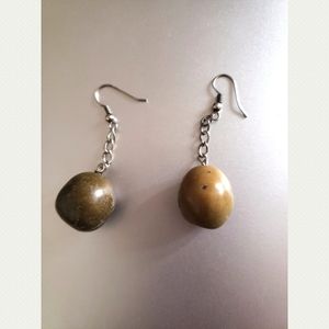 Handmade huge heavy aventurine green olive gemstone earrings, olive earrings